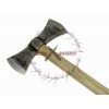 MEDIEVAL MICHIGAN DOUBLE BIT AXE STRAIGHT HICKORY HANDLE CARBON STEEL HEAD